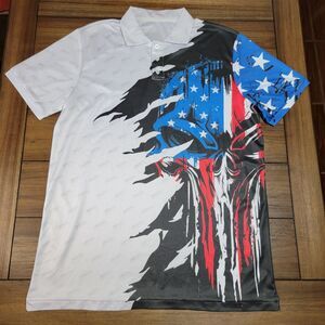 Red White & Blue Skull Polo